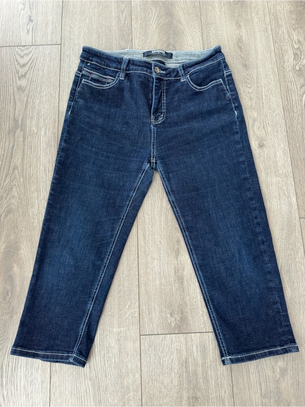 y2k capri louis denim jeans dark wash with stitching